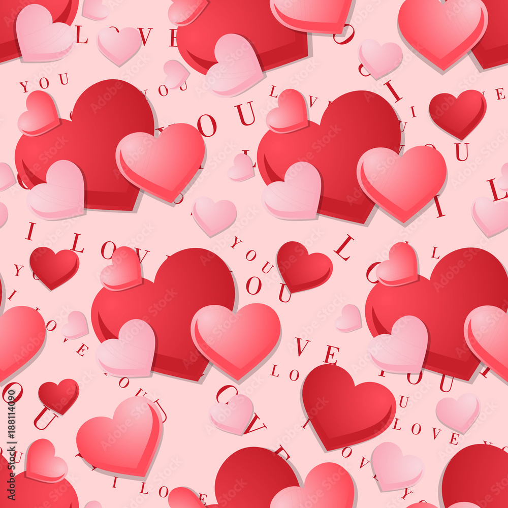 Seamless pattern with hearts on the background