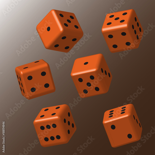Orange Dice with Black Points
