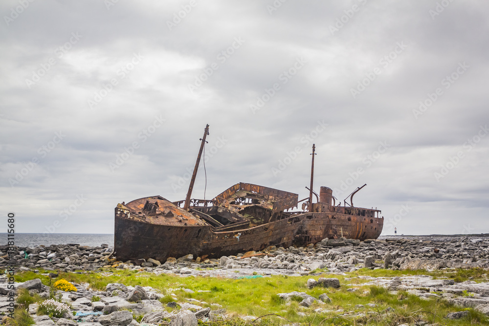 The Plassey Shipwreck on Inisheer Island, County Galway, in the West of Ireland