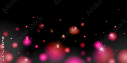 Background with rising up luminous balls of pink color vector,