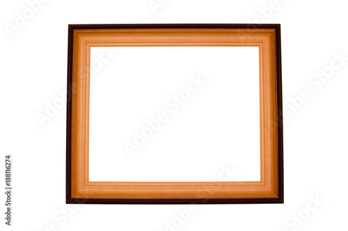 Wooden photo frame isolated on white background.