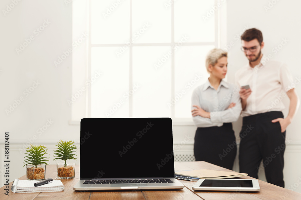 Business background. Modern office workspace Business background. Modern office workspace