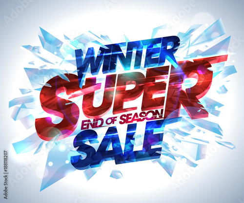 Winter super sale vector poster