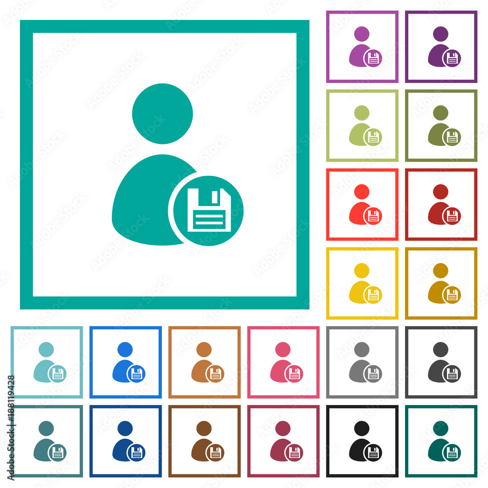 Save user account flat color icons with quadrant frames Save user account flat color icons with quadrant frames
