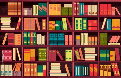 seamless pattern bookshelves