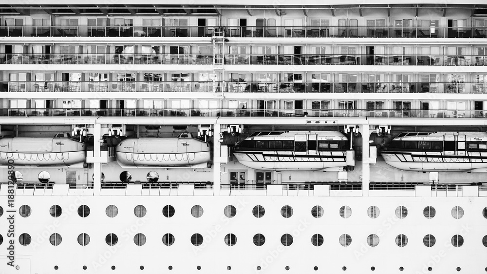 Luxury cruise ship docked at port. Luxury cruise ship docked at port.