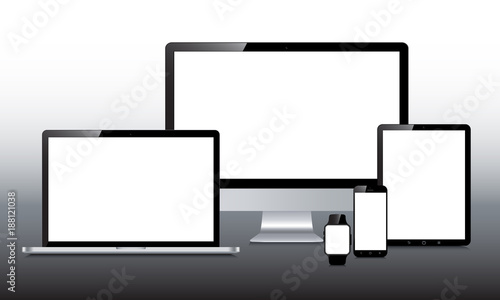 Set five technology devices - stock vector