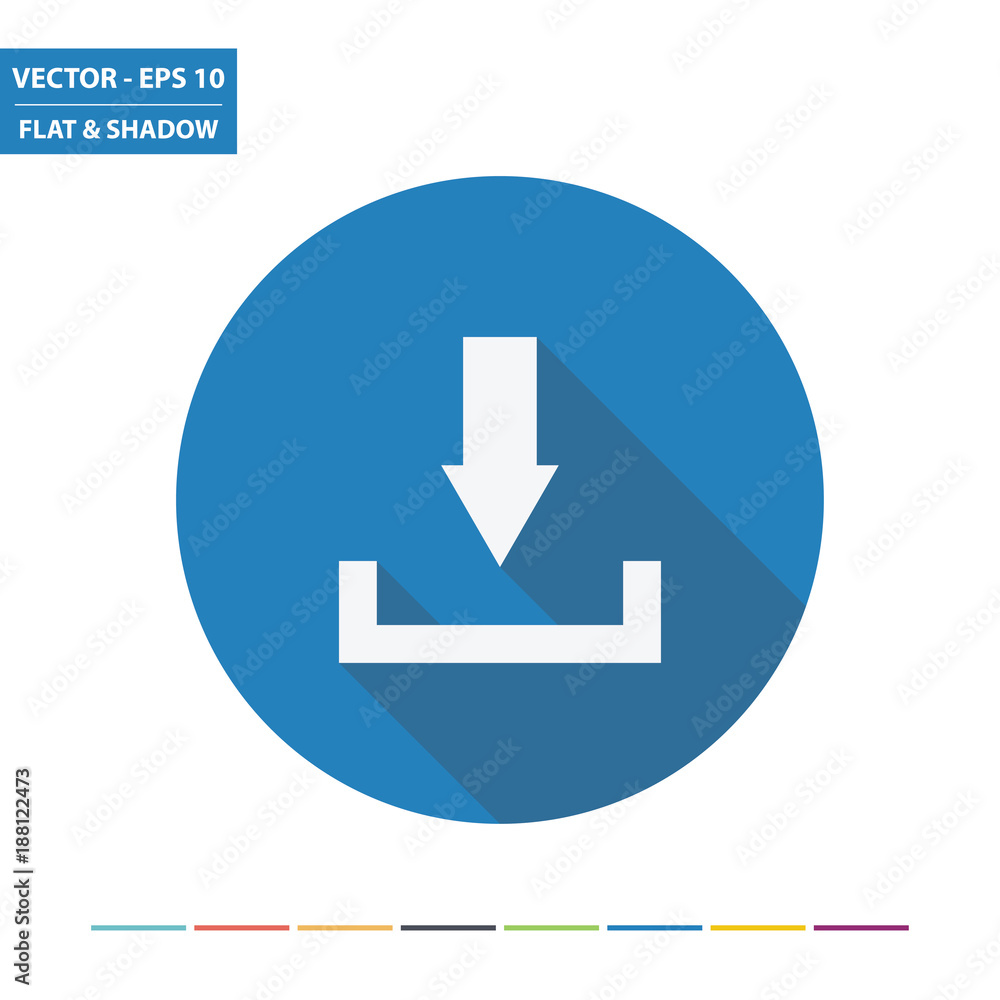 Download symbol flat icon with long shadow. Vector Illustration. Download symbol flat icon with long shadow. Vector Illustration.