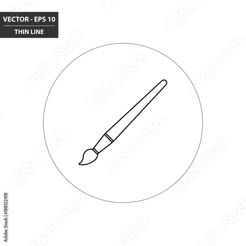 Brush thin line flat icon. Vector Illustration.