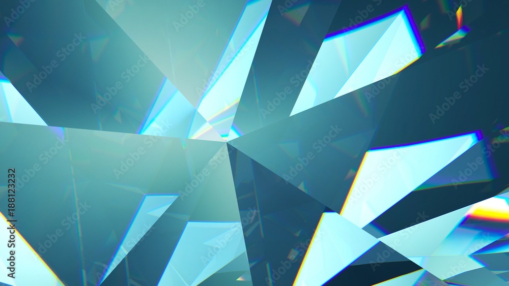 Eight colourful tilted diamonds rotating on a colourful glassy background. 3d illustration - obrazy, fototapety, plakaty 