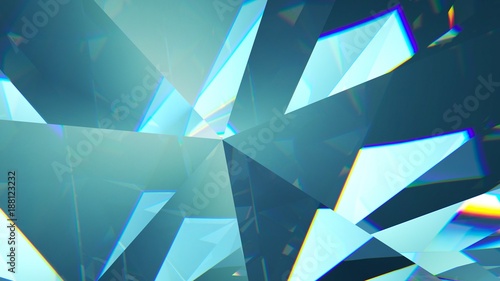 Eight colourful tilted diamonds rotating on a colourful glassy background. 3d illustration