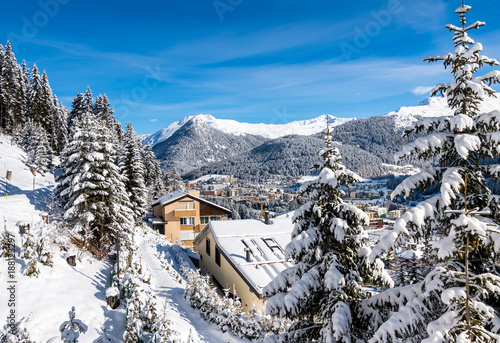 Scenery of famou winter resort Davos, Switzerland.