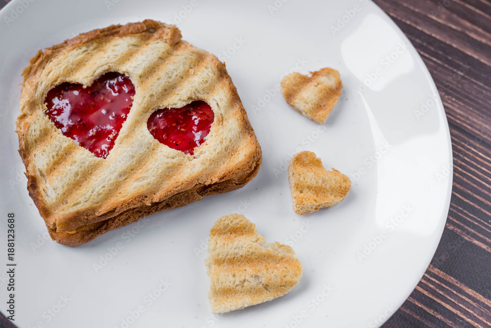 Grilled toast with raspberry jam Grilled toast with raspberry jam