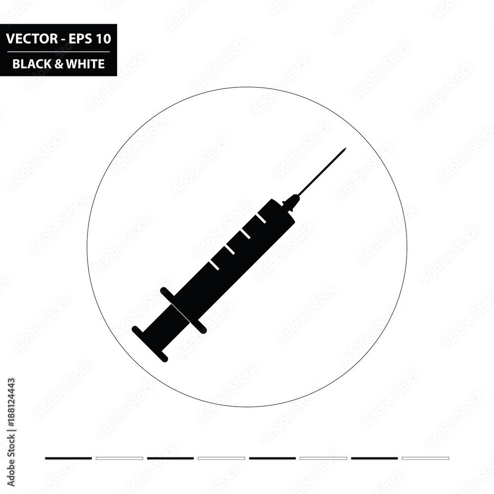 Syringe black and white flat icon. Vector Illustration. Syringe black and white flat icon. Vector Illustration.