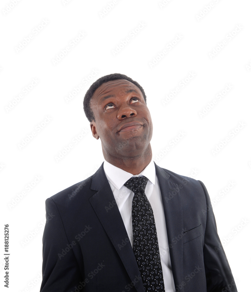 Portrait of a business man looking up Portrait of a business man looking up