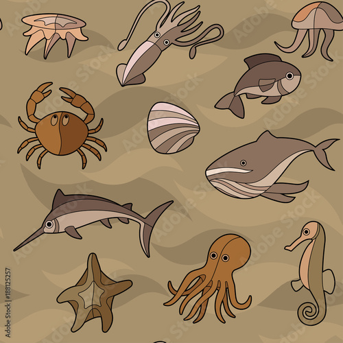 aquatic seamless pattern, stock vector