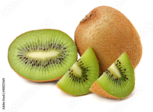 Slices kiwi fruit isolated on white background