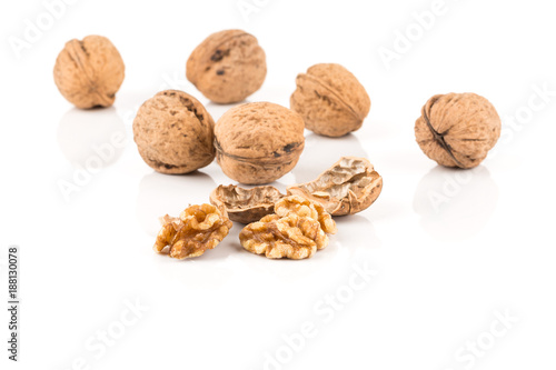 Walnut nut on white