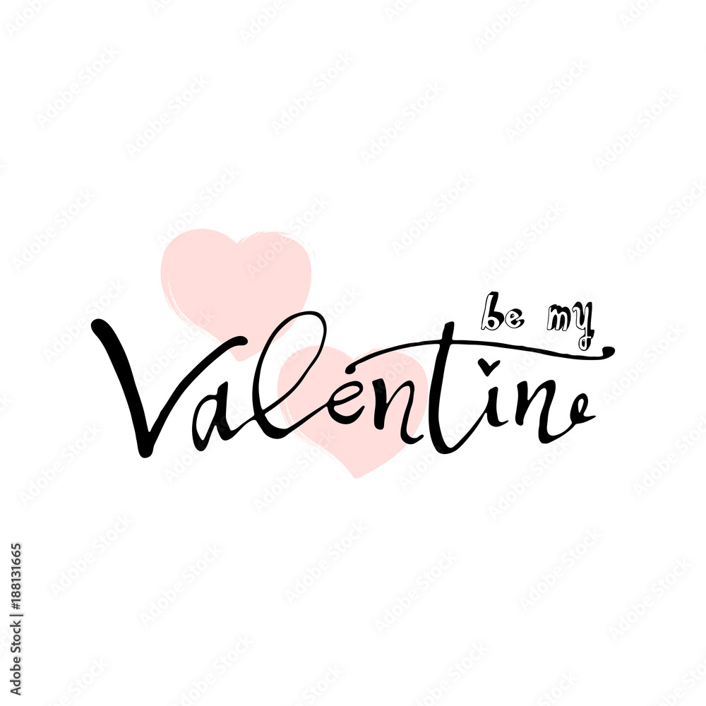 Abstract Calligraphy Hand Drawn Happy Valentine s Day Background. Trendy vector illustration of Saint Valentine s day