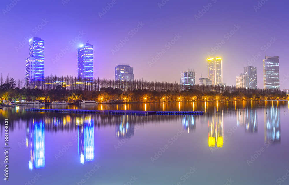 Cityscape of Nanjing. Xuanwu Lake Park, Located in Nanjing, Jiangsu, China.
