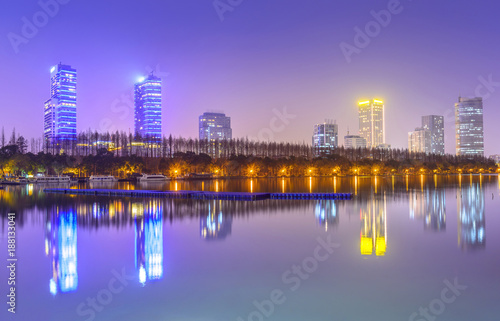 Cityscape of Nanjing. Xuanwu Lake Park, Located in Nanjing, Jiangsu, China.