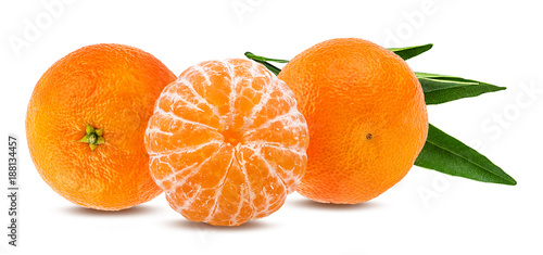 Fresh mandarin orange isolated on white background with clipping path