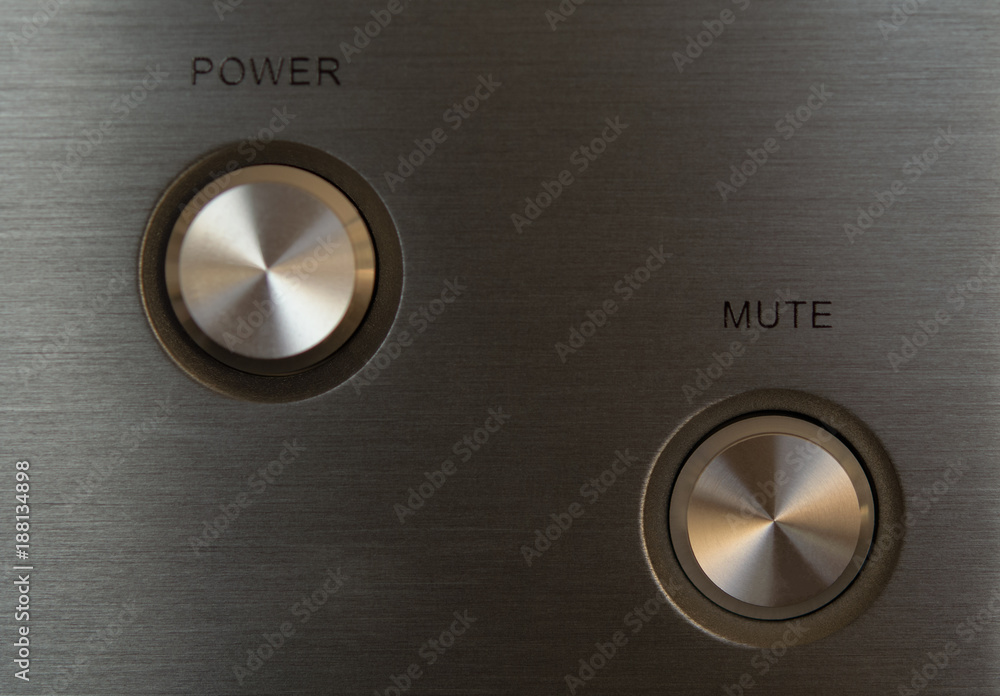 Close up of a high tech media preamplifier level buttons Close up of a high tech media preamplifier level buttons