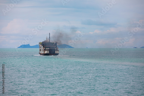 Fototapeta Naklejka Na Ścianę i Meble -  White passenger ferry boat to Samui island, Thailand