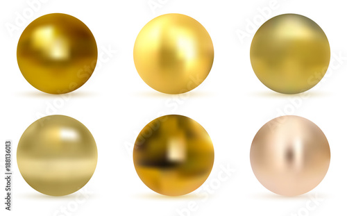 Vector golden ball. Realistic gold sphere. photo