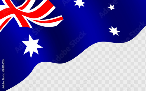 waving Australian flag against transparentbackground
