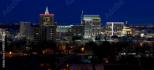 Close up of the Boise Skyline in Idaho at night with Christmas lights © knowlesgallery