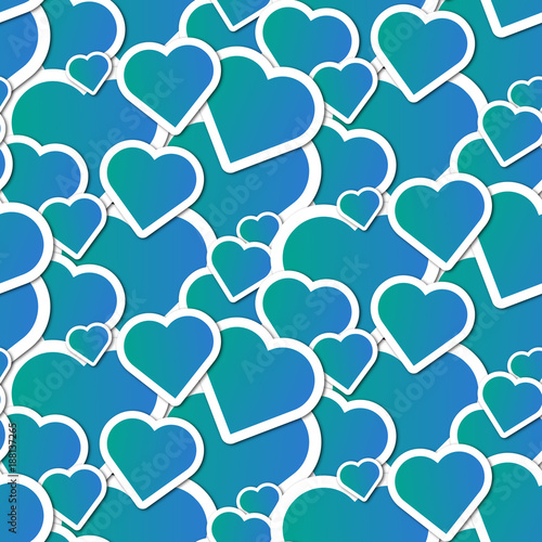 Blue hearts seamless pattern 