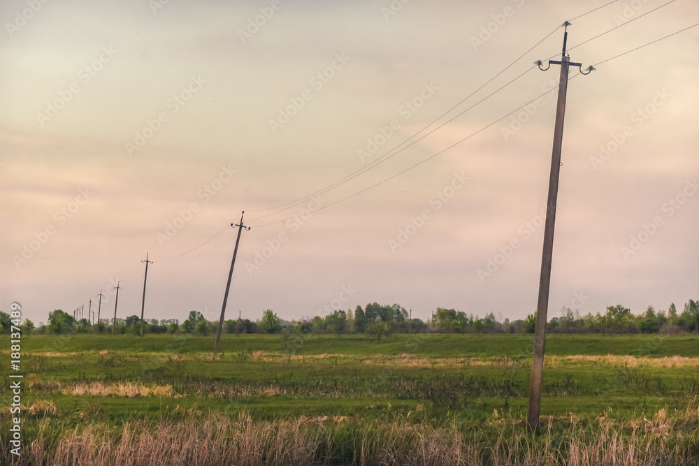 Fototapeta premium Posts with high voltage.