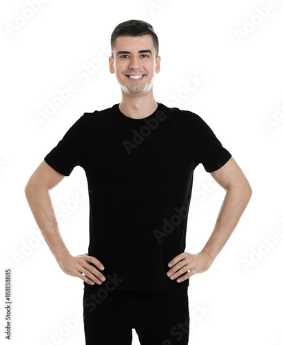 Young man in color t-shirt ...