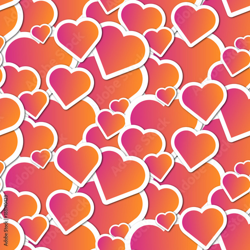 Orange hearts seamless pattern 