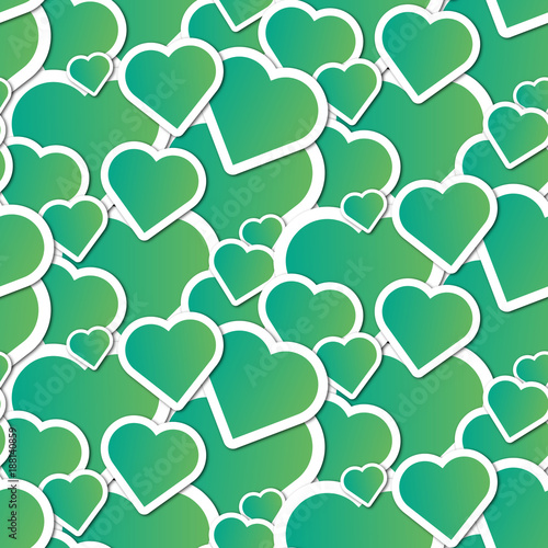 Green hearts seamless pattern 
