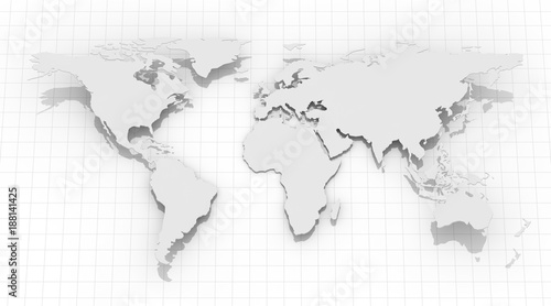 Fototapeta Naklejka Na Ścianę i Meble -  World Map on Grid Background