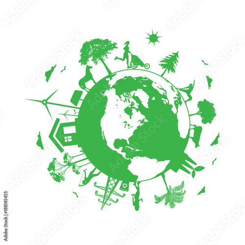 Renewable energy, eco planet, vector illustration