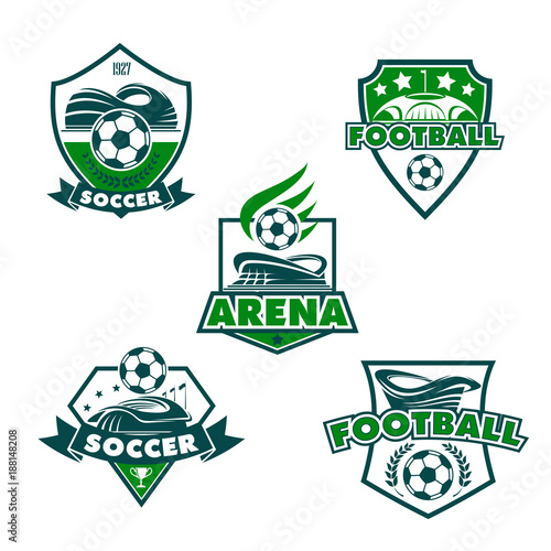 Vector football club icons of soccer balls