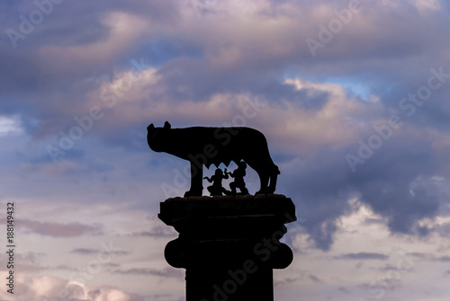 Photography Capitoline Wolf column symbol of Rome against a beautiful sky