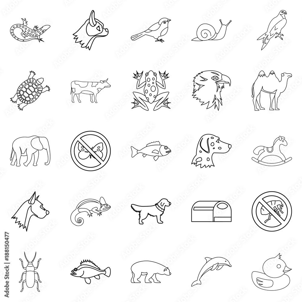 Darling icons set, outline style Darling icons set, outline style