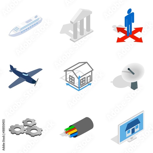 Air engineer icons set, isometric style