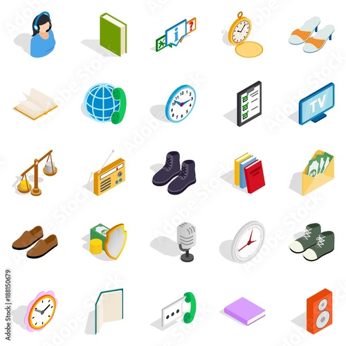 Beneficence icons set, isometric style
