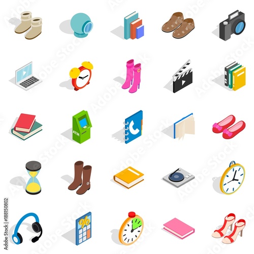 Gift icons set, isometric style
