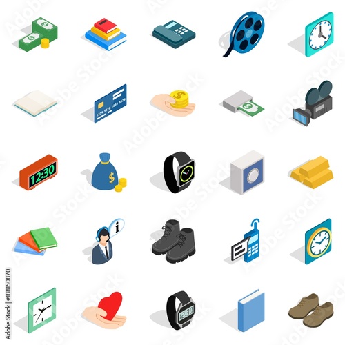 Pledge icons set, isometric style