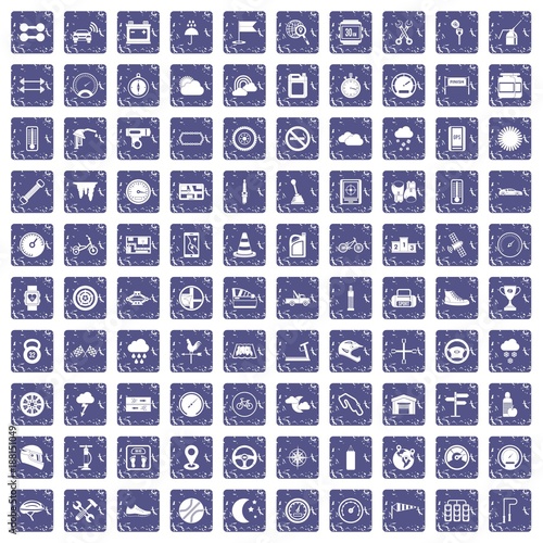 100 motorsport icons set grunge sapphire