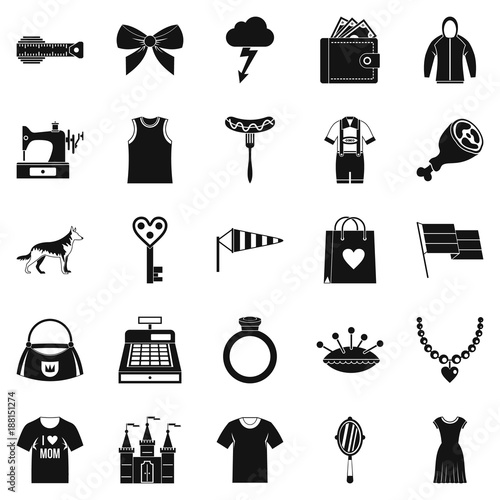 Mannerism icons set, simple style