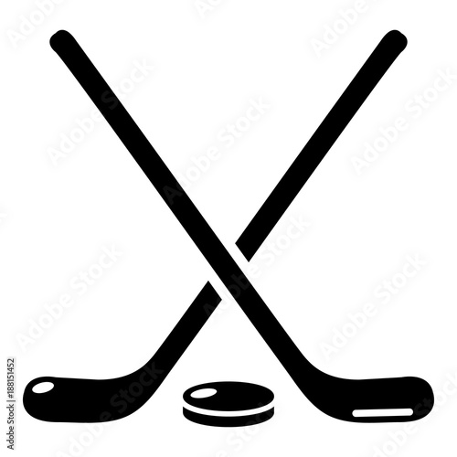 Hockey stick icon, simple black style
