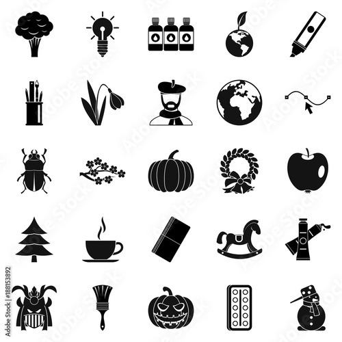 Ecological footprint icons set, simple style
