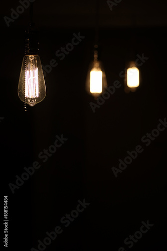 Lamps with tungsten filament. Edison's light bulb. Filament fila © alexkich
